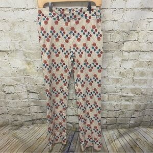 New Directions Pants Beige Floral Rayon Nylon Spandex Flared Boho Pants